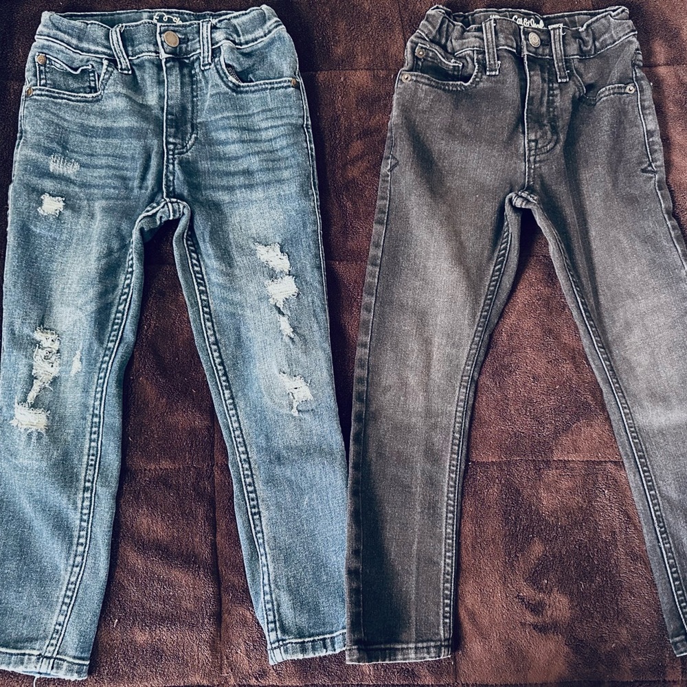 Boys 2 pairs of jeans lot art class cat & jack size 6 blue and dark gray EUC